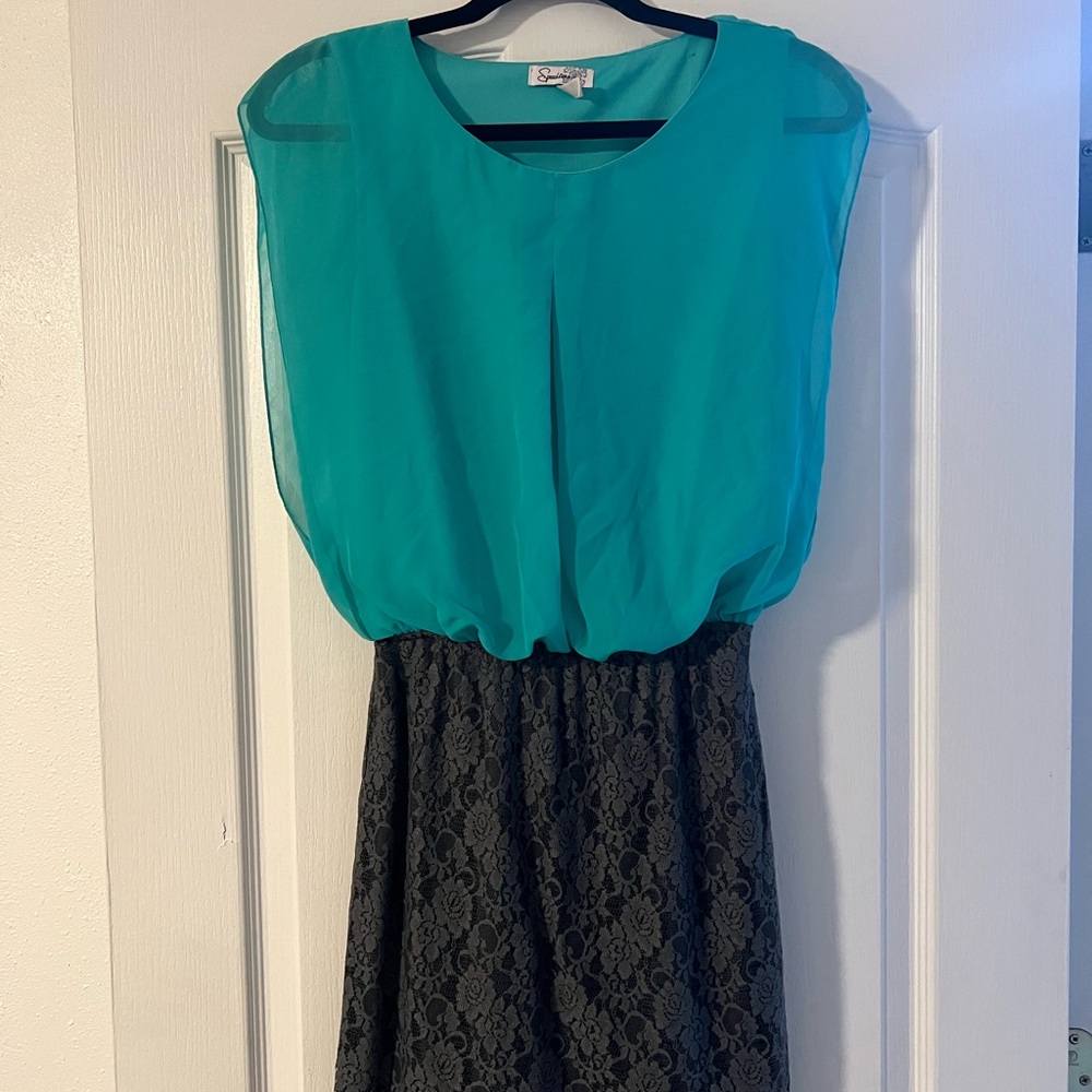 Dress with sheer top and lace bottom